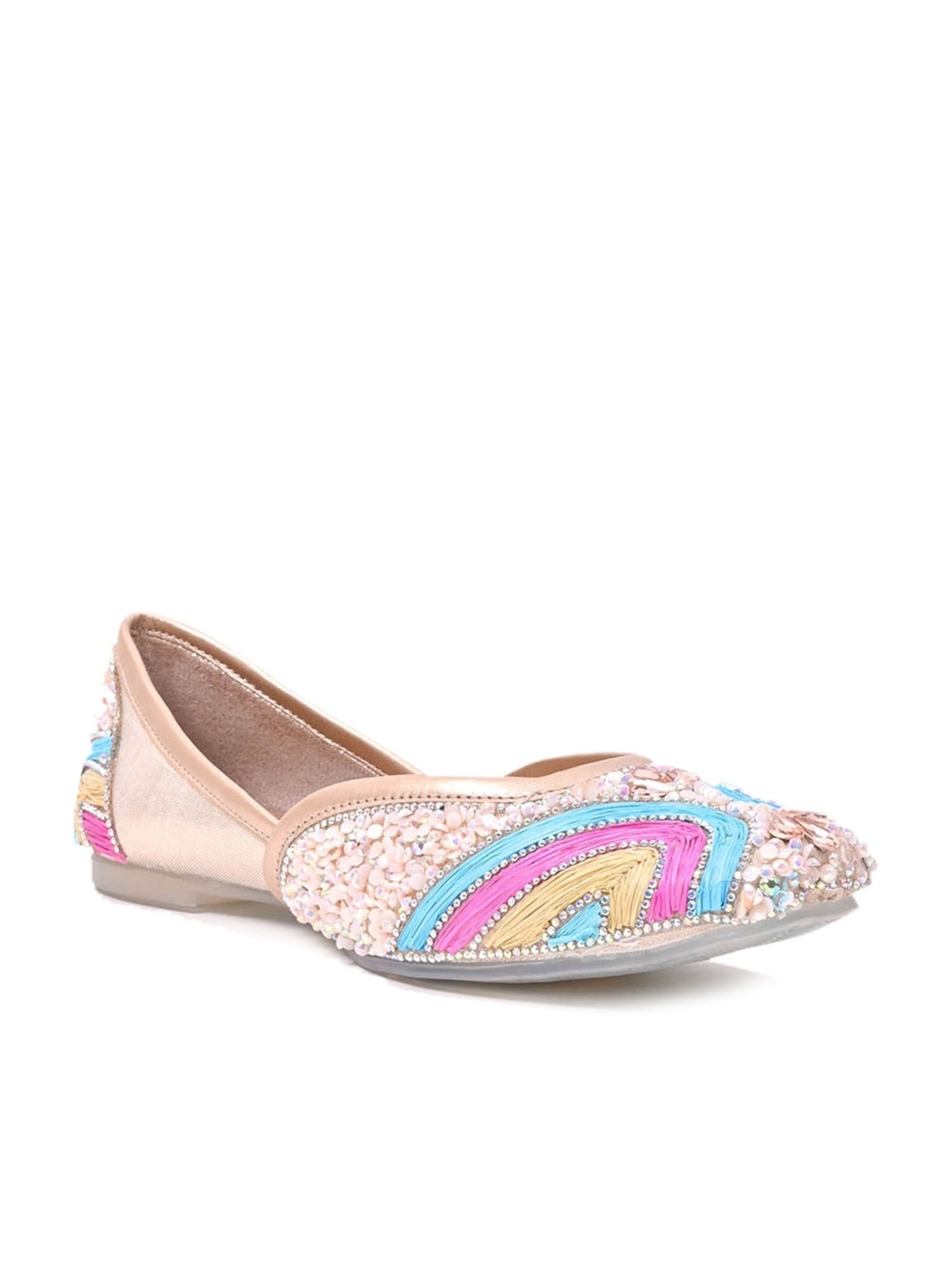 Jove Women's Rose Gold Ethnic Juttis
