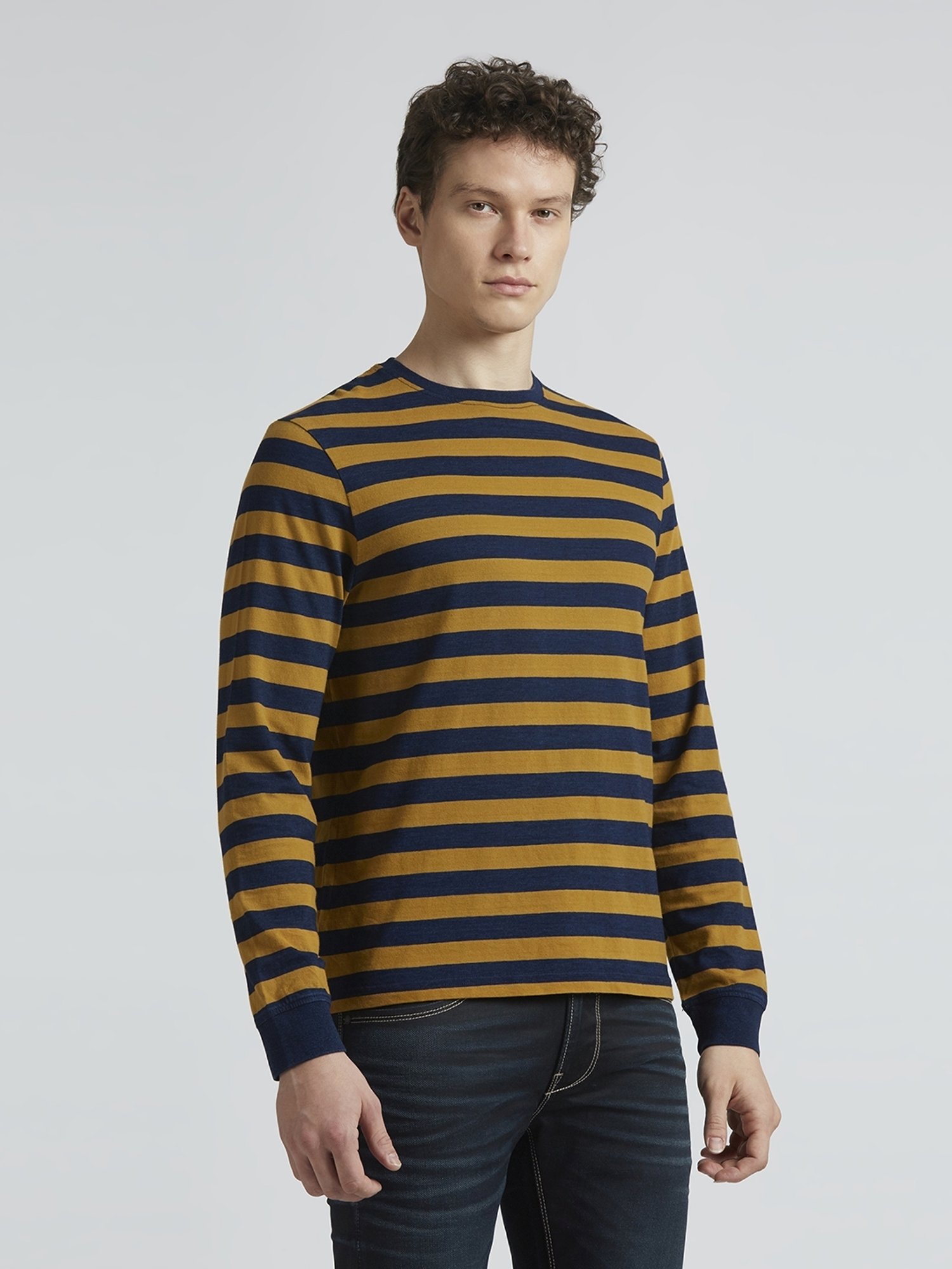 Pepe Jeans Brown Cotton Slim Fit Striped T-Shirt