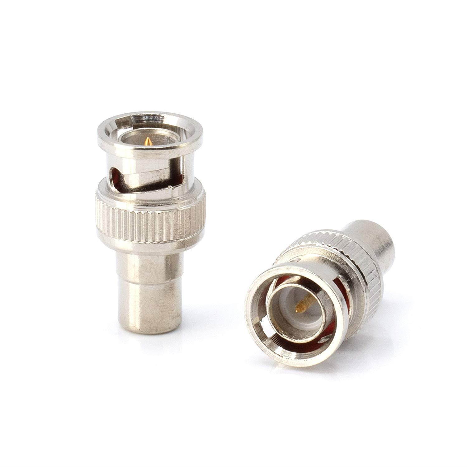 BNC Male to RCA Female Adapter | CCTV Connector Coupler Plug - 10 Pack