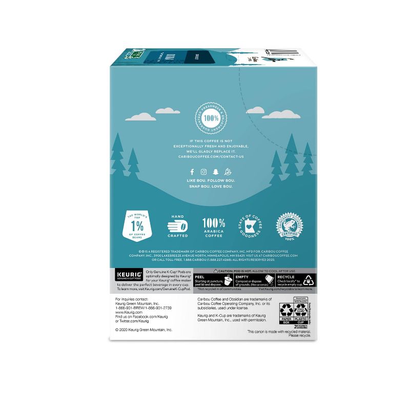 Caribou Coffee Obsidian Dark Keurig K-Cup Coffee Pods - Dark Roast - 24ct