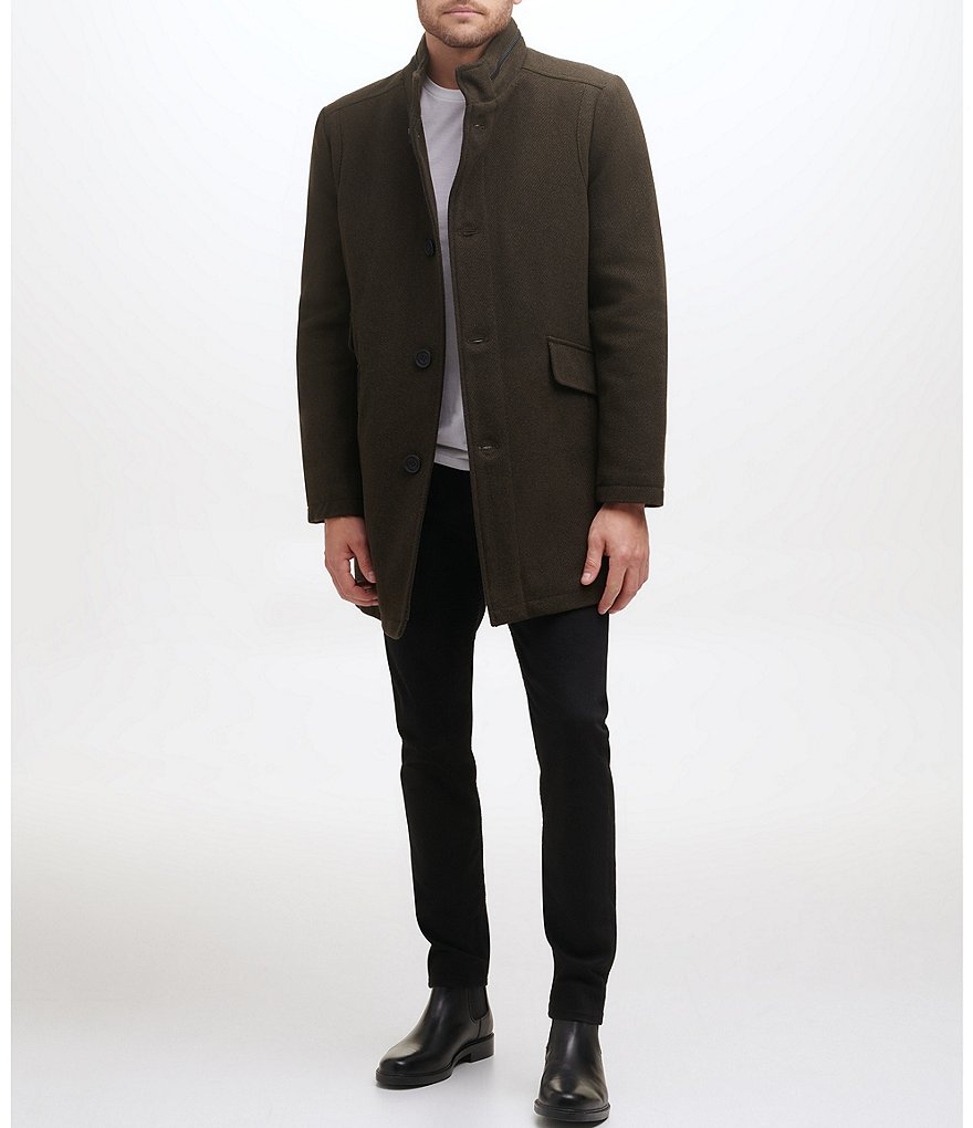 Kenneth Cole New York Long-Sleeve Twill Wool-Blend Coat