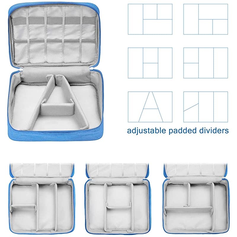 Electronic Organizer Travel, Universal Waterproof Carrying Case Cable Organizer Electronics Accessories Cases for USB Cables, Charger, Power Bank, Phone, E-Book Kindle, iPad or Tablet (Blue)