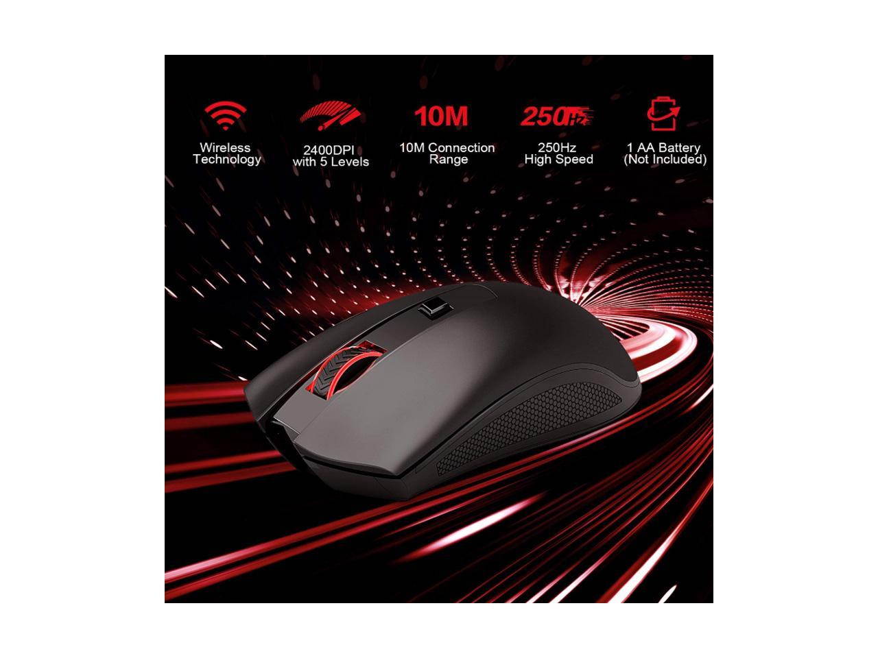 ThundeRobot Wireless Mouse with 5 Adjustable DPI, 2.4G USB Cordless Mouse For Laptop PC Windows Mac, Nano Receiver Gamer Wireless Computer Mouse works with 1AA Battery(Not Included), Extra Long Range
