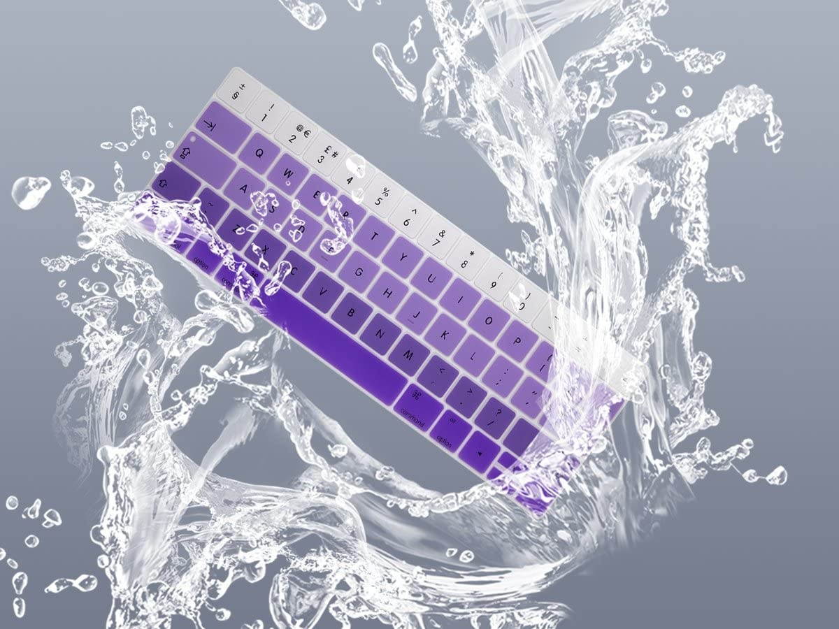 HRH Touch Bar Silicone Keyboard Cover Compatible Newest MacBook Pro with Touch Bar 13 Inch and 15 Inch (A1989 / A1706, A1990 / A1707) 2018 2016 2017 Release with Touch ID European Version,Ombre Purple