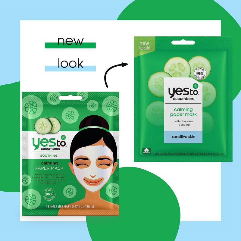 Yes To Cucumbers Calming Paper Face Mask - 1ct