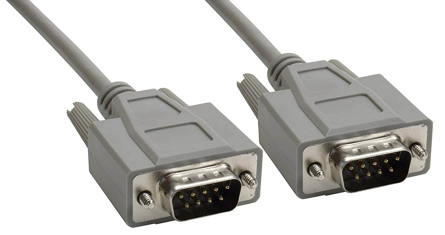 Amphenol CS-DSRHDB9MM0-002.5 9-Pin DB9 D-Sub Cable, Reversible Hardware, Shielded, Male/Male, 2.5', Gray