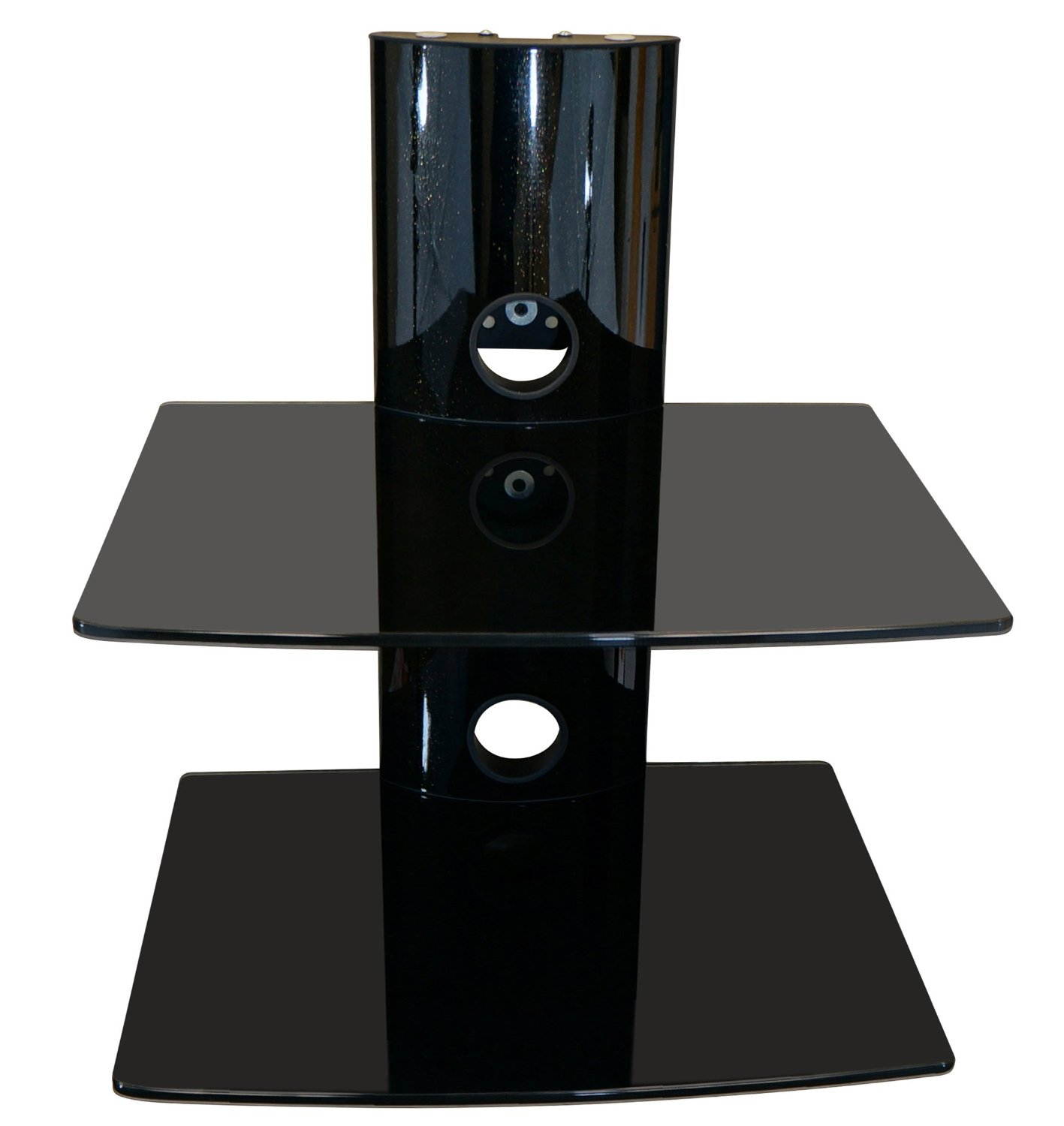 Mount-It! Floating Wall Mounted Shelf | 44 lbs Weight Capacity | 2 Shelves Tinted Tempered Glass | Black