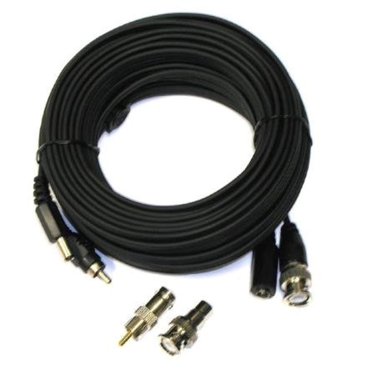 50ft cctv cable video power bnc-to-rca with adapters