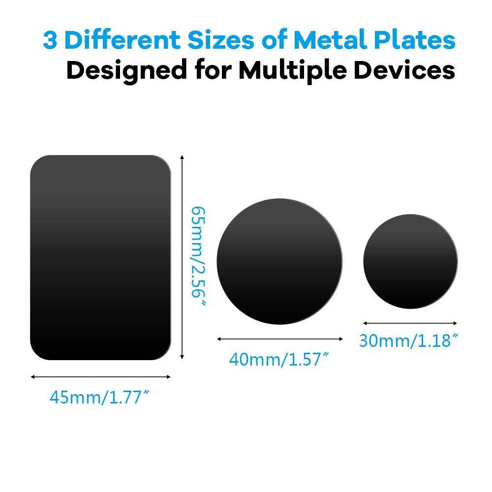 Happy Bell Mount Metal Plate with Sticky Adhesive Pad for Collapsible Grip & Stand/Magnetic Phone Car Mount/Magnet Cradle Holder,Black