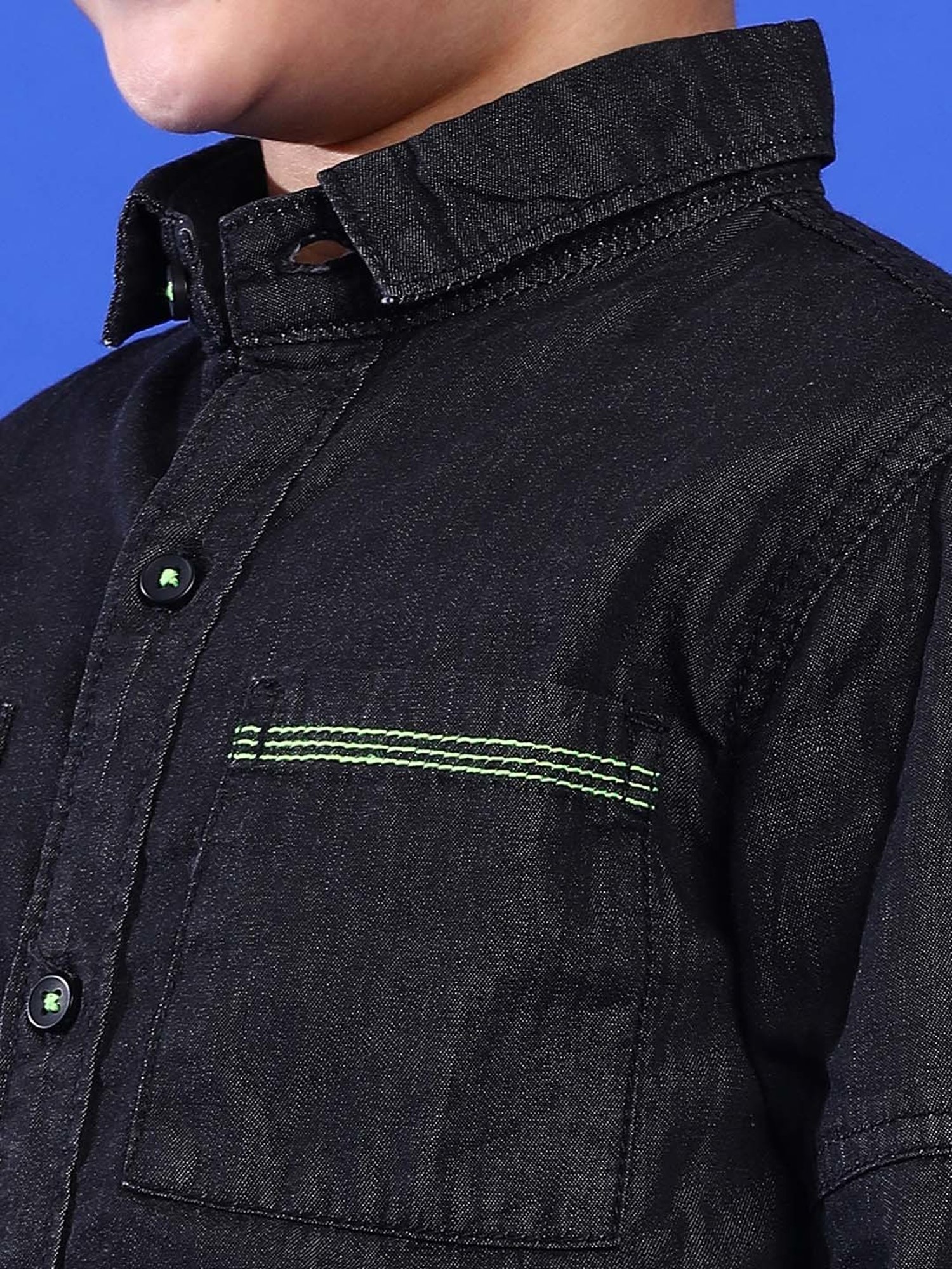 Tales & Stories Kids Black Cotton Regular Fit Full Sleeves Shirt