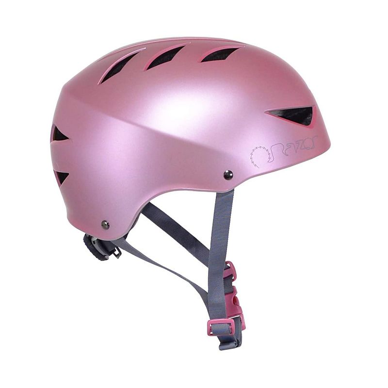 Razor 97863 V-12 Adult One Size Safety Multi Sport Bicycle Helmet with 12 Cooling Vents, Adjustable Strap, and Padding, Satin Pink Quartz