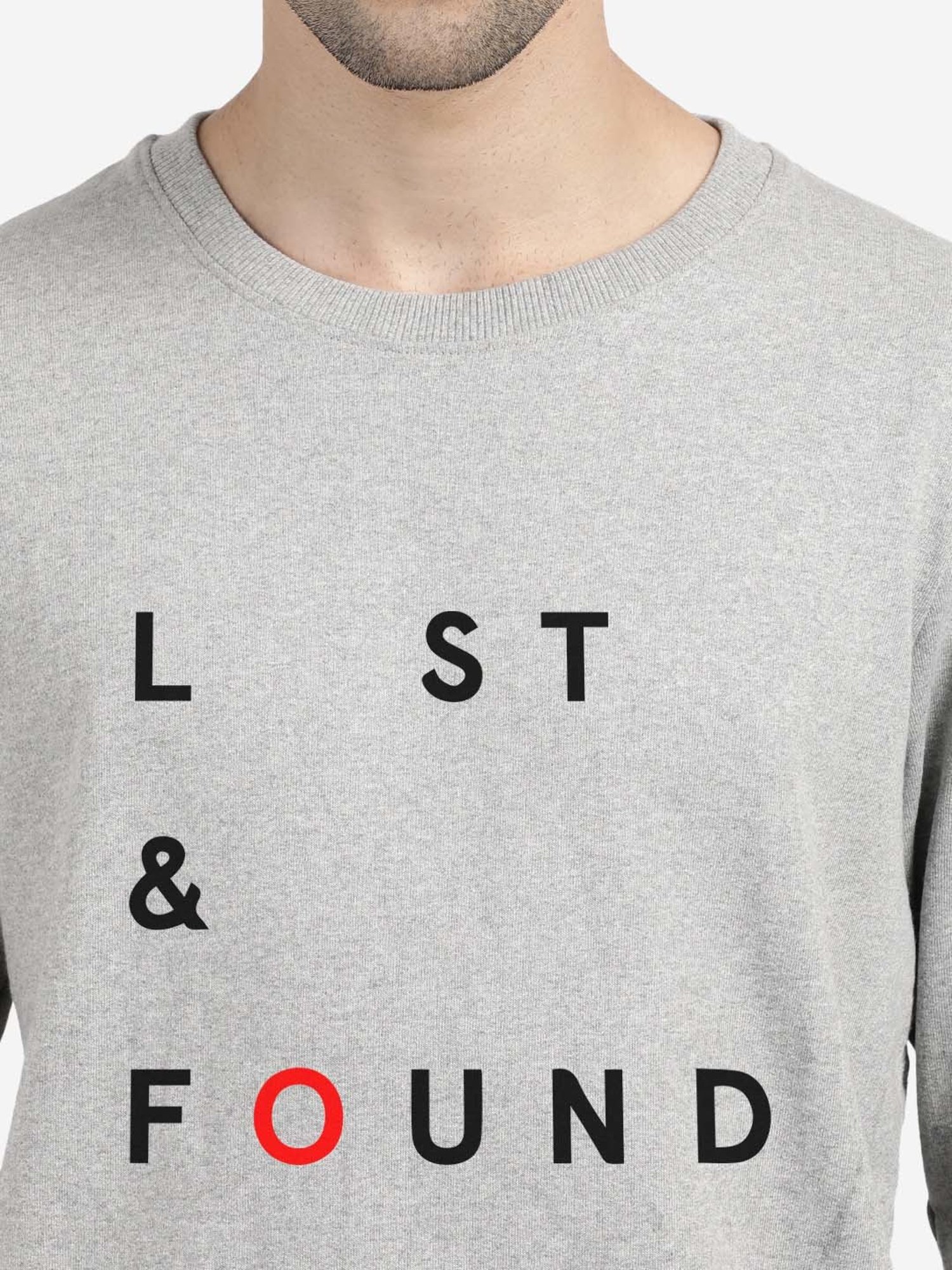 BLACK RADIO Grey Regular Fit Round Neck Printed Sweatshirt