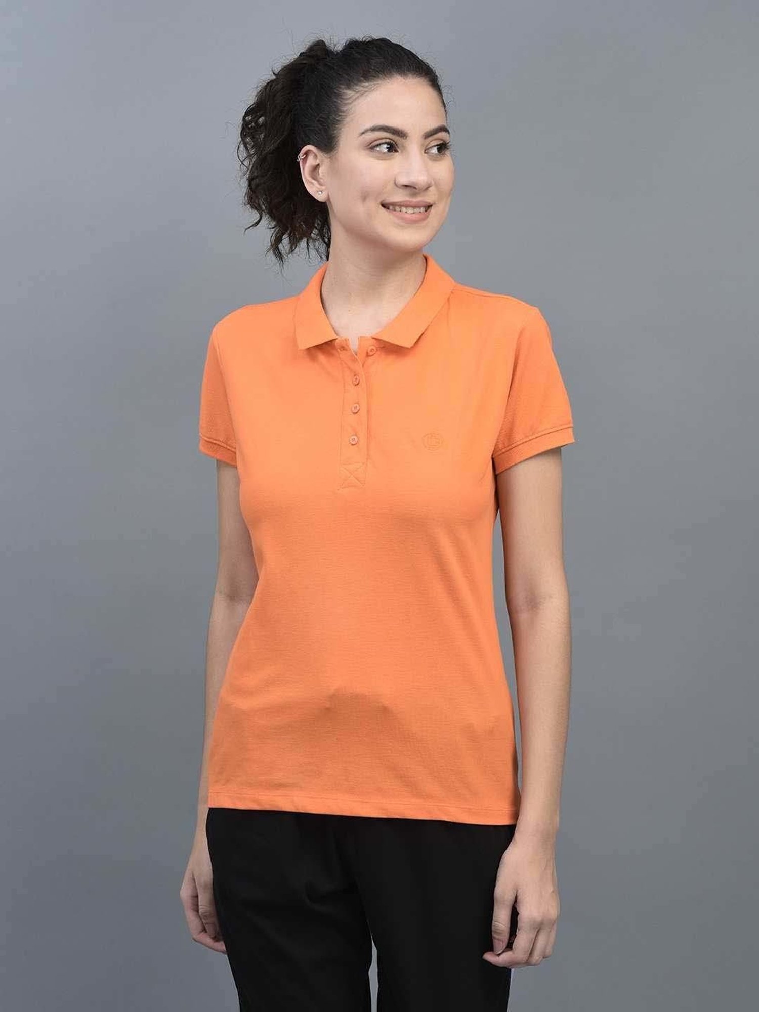 Dollar Orange Cotton Sports T-Shirt
