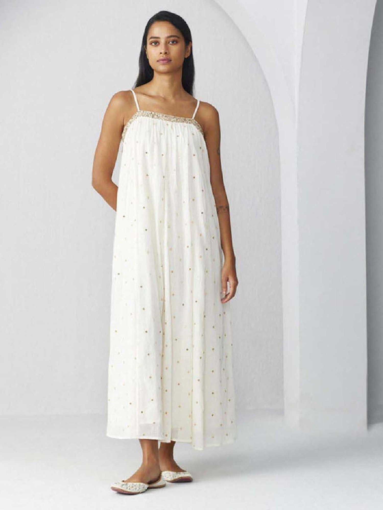 Ancestry White Embroidered Maxi Dress