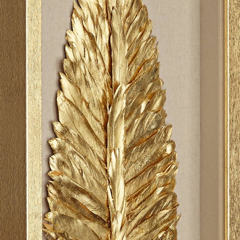 Newhill Designs Golden Feathers 31 1/2" High Wall Art Set of 3