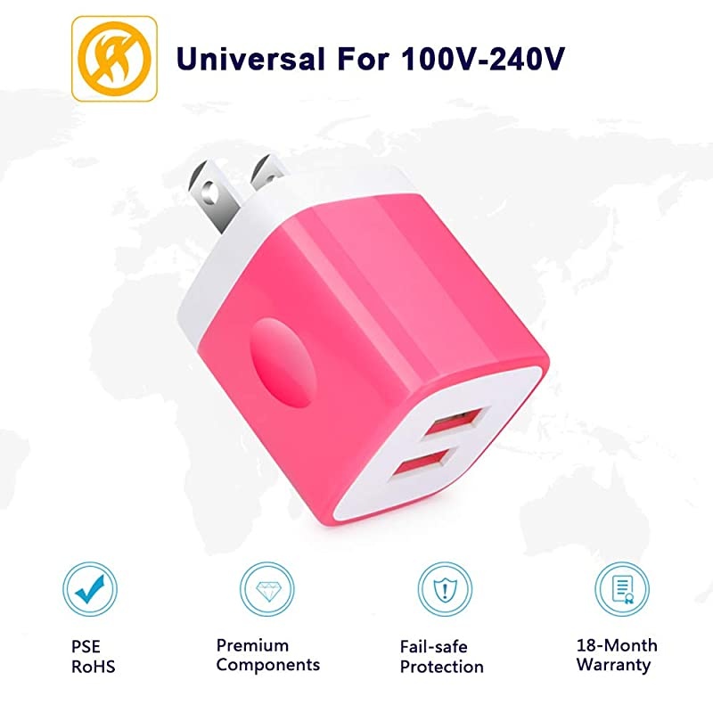 Wall Charger Charger Adapter Charger Block Double Wall Charger Plug 3Pack 21Amp Dual Port Cube Power Adapter Compatible with iPhone 876 PlusX iPad Samsung Galaxy S5 S6 S7 Edge Kindle