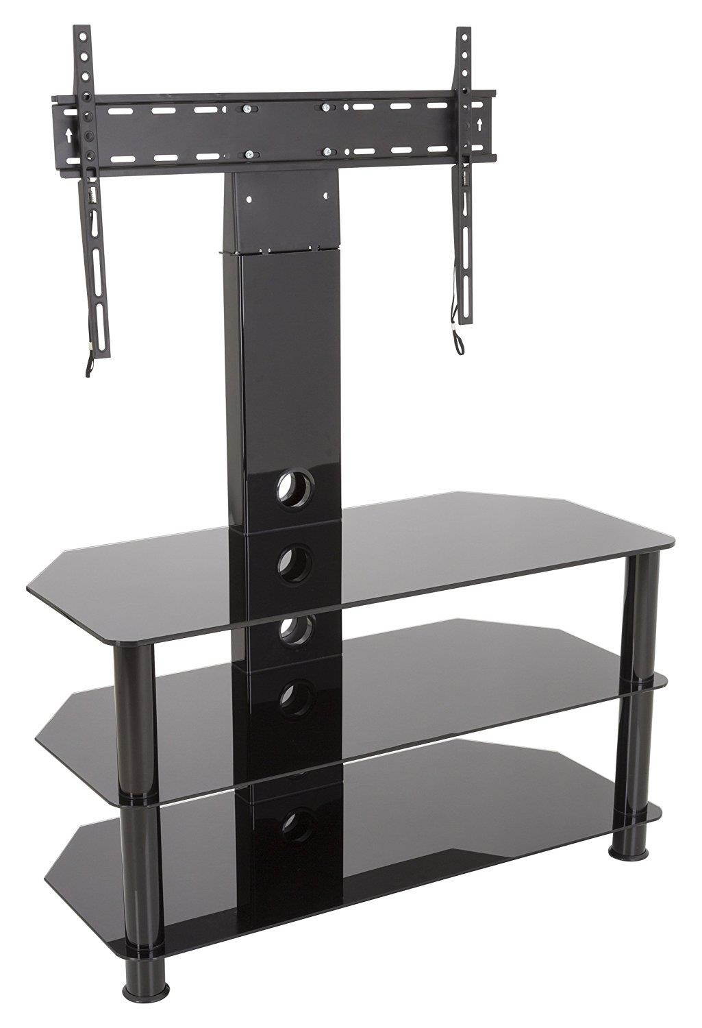 AVF SDCL900BB-A Stand with TV Mount for TVs up to 65", Black Glass, Black Legs