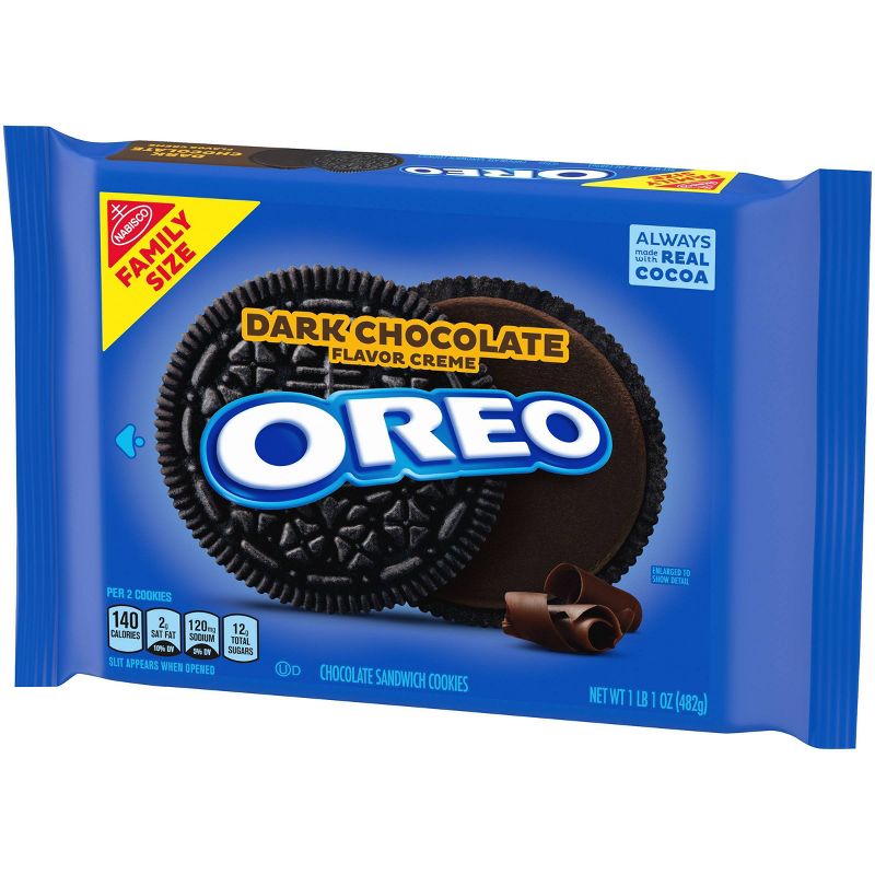 Oreo Dark Chocolate Flavor Creme Chocolate Sandwich Cookies Family Size - 17oz