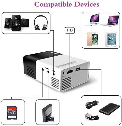 Pico Projector - Artlii 2020 New Mini Projector, Portable LED Projector for Cartoon, Movie, Kids Gift, Compatible with HDMI USB Laptop Video Games