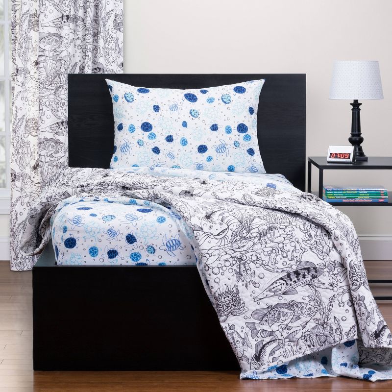 Queen Turtle Time Sheet Set Blue - Highlights
