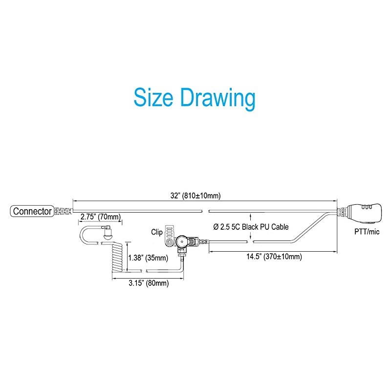 Wire Earpiece with Reinforced Cable for Motorola Radios APX4000 APX6000 APX7000 APX8000 XPR6100 XPR6350 XPR6550 XPR7550 XPR7550e (APX 6000 4000 7000 8000 XPR 6350 6550 7550 7550e Headset)