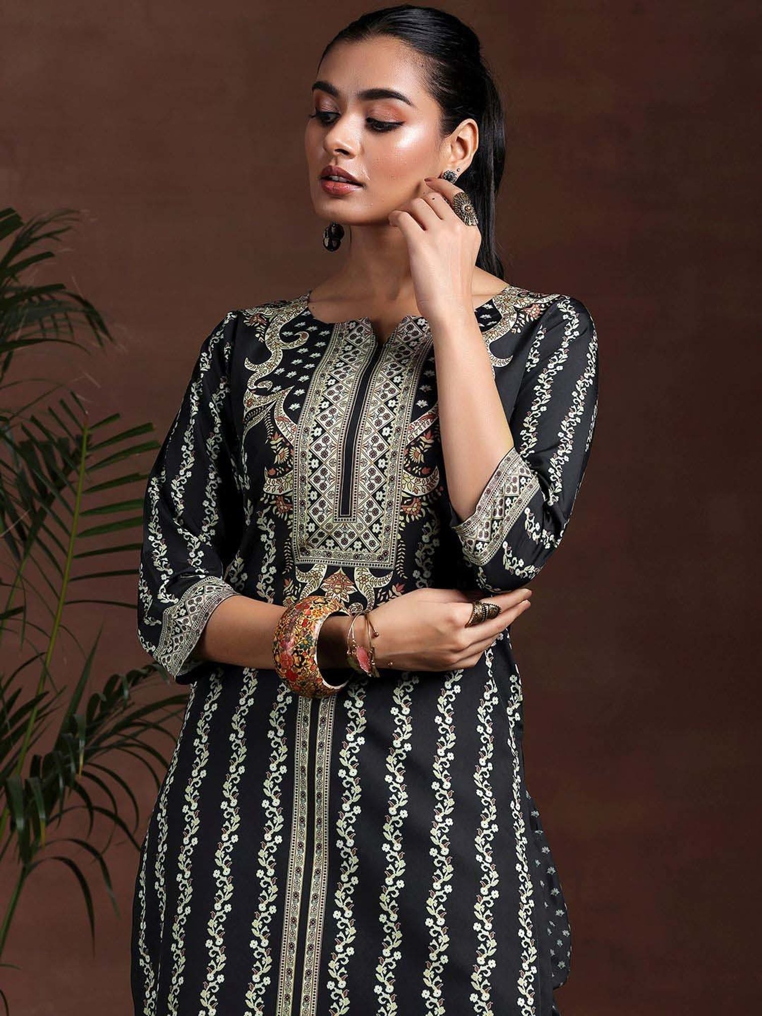 Libas Black Printed Kurta Pant Set With Dupatta