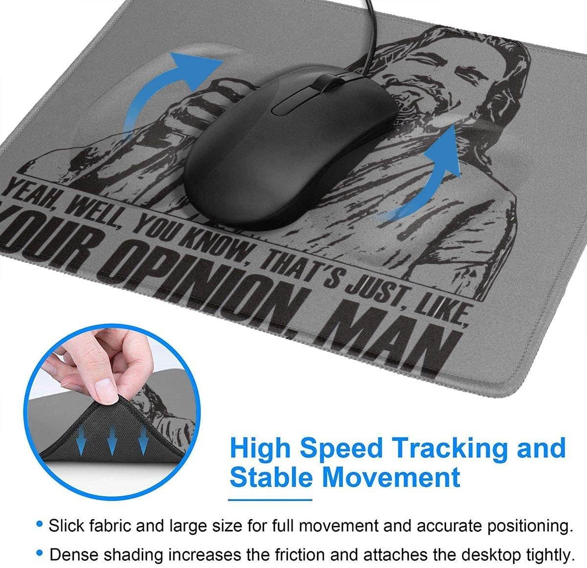 Adsfghrehr The Big Lebowski Customized Mousepad Non-Slip Rubber Base Mouse Pads for Computers Laptop Office Desk Accessories Mouse Pad (Horizontal)