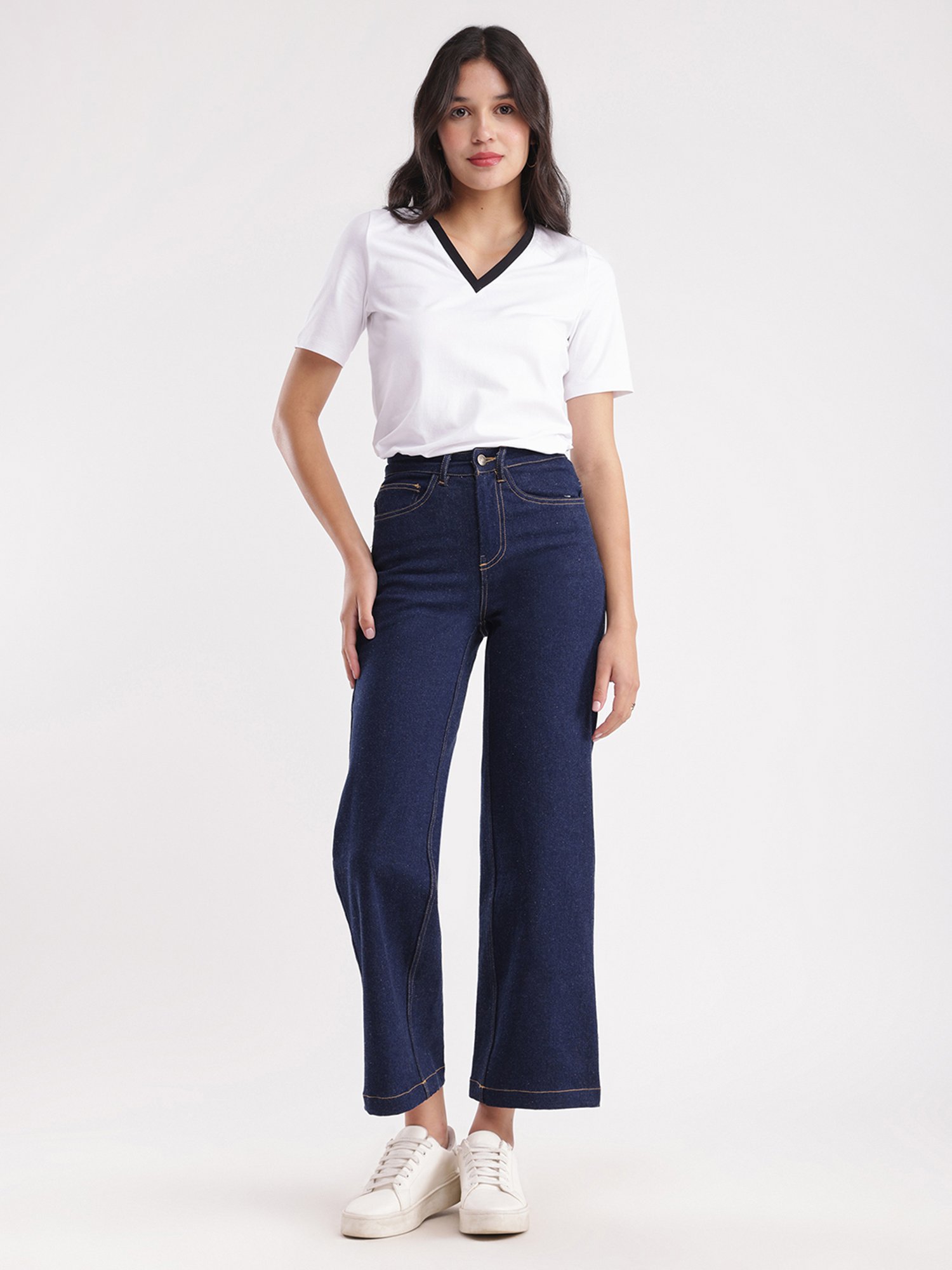 Fablestreet White Cotton Relaxed Fit T-Shirt