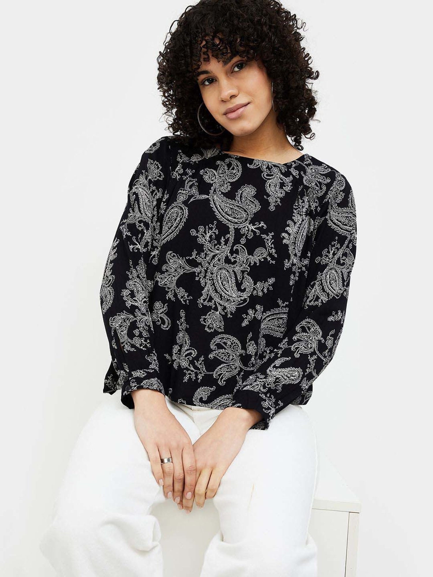 Fame Forever by Lifestyle Black Printed Top