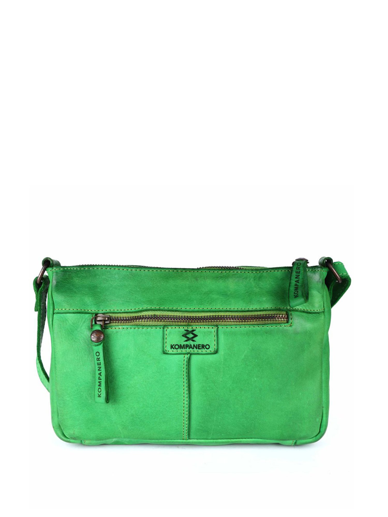 KOMPANERO Valentina Light Green Leather Textured Sling Handbag