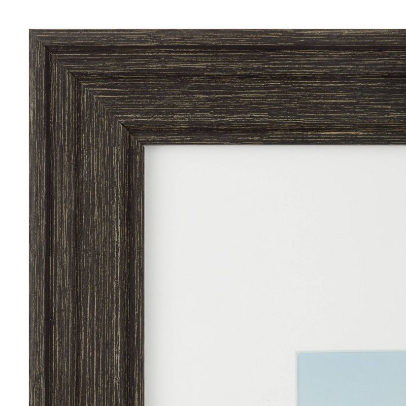 4pc 11"x14" Matted to 8"x10" Rustic Woodgrain Tabletop or Wall Mount Picture Frames Distressed Black - Life Moments