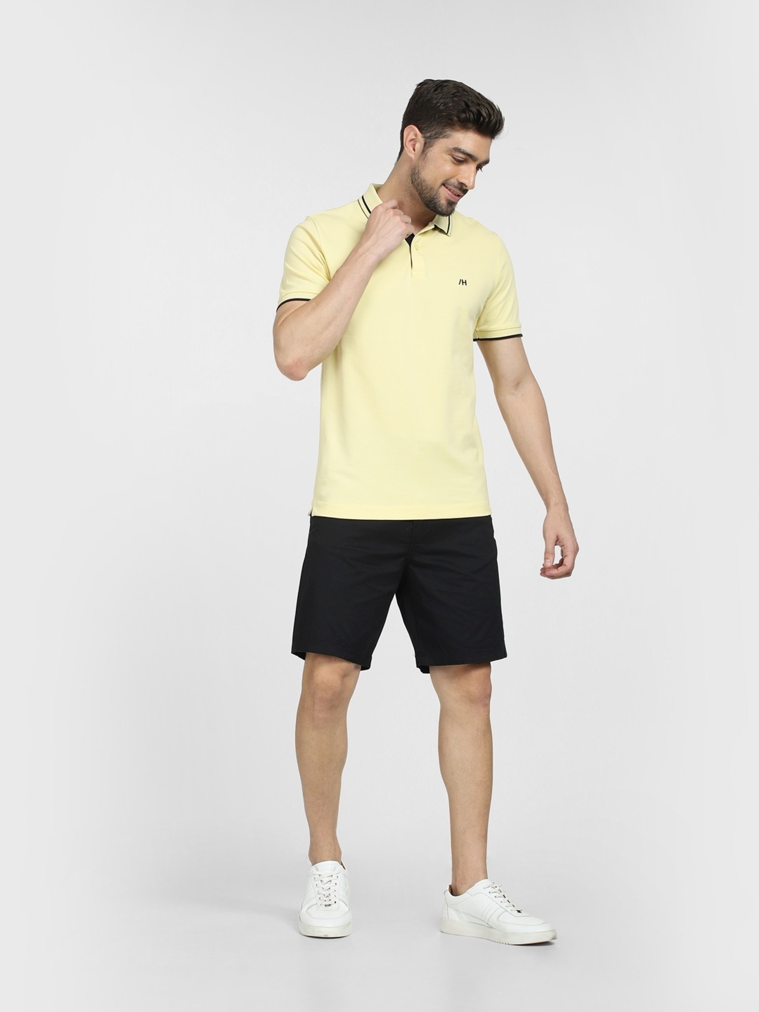 SELECTED HOMME Yellow Cotton Slim Fit Polo T-Shirt