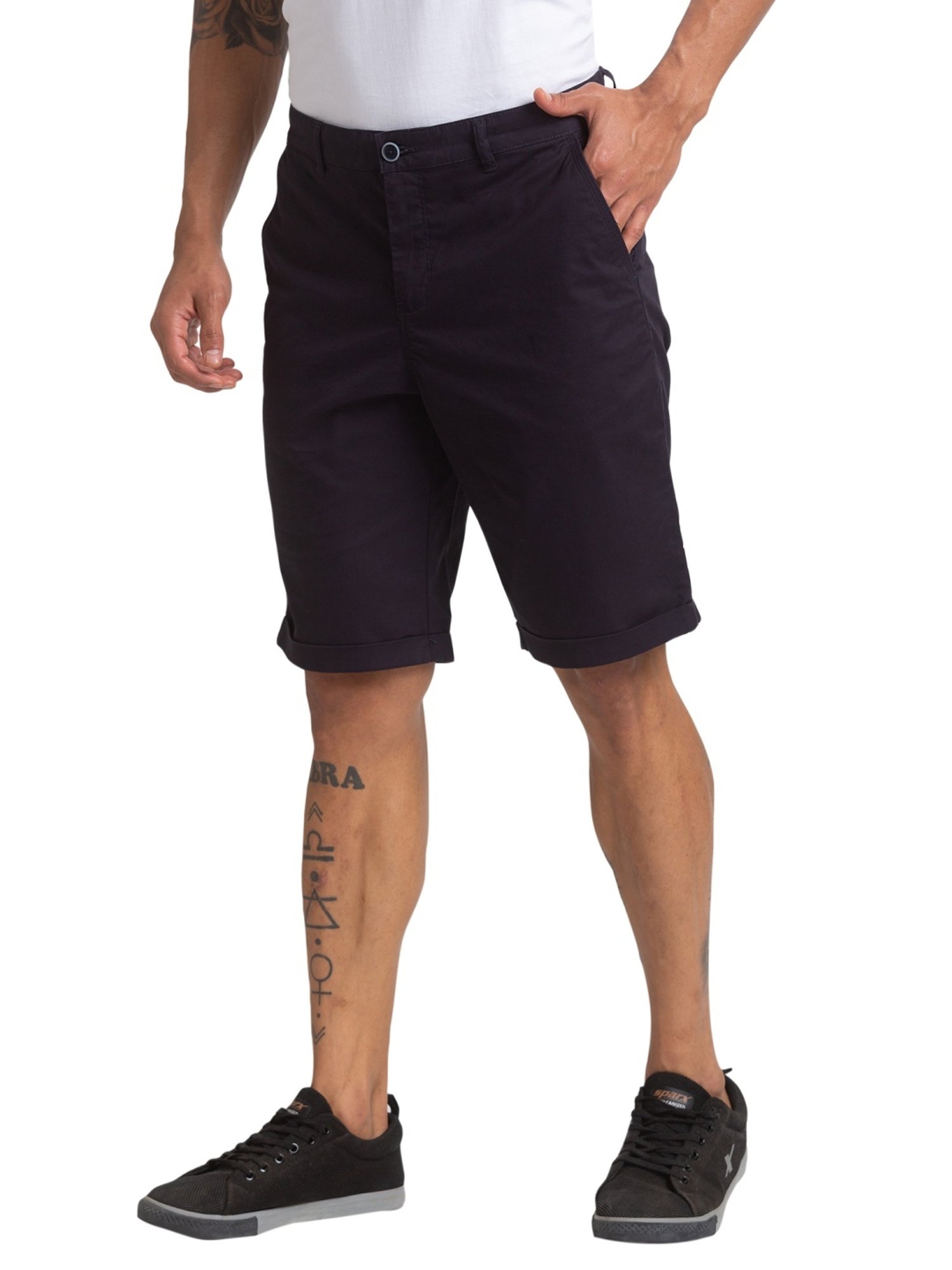 Parx Black Regular Fit Shorts