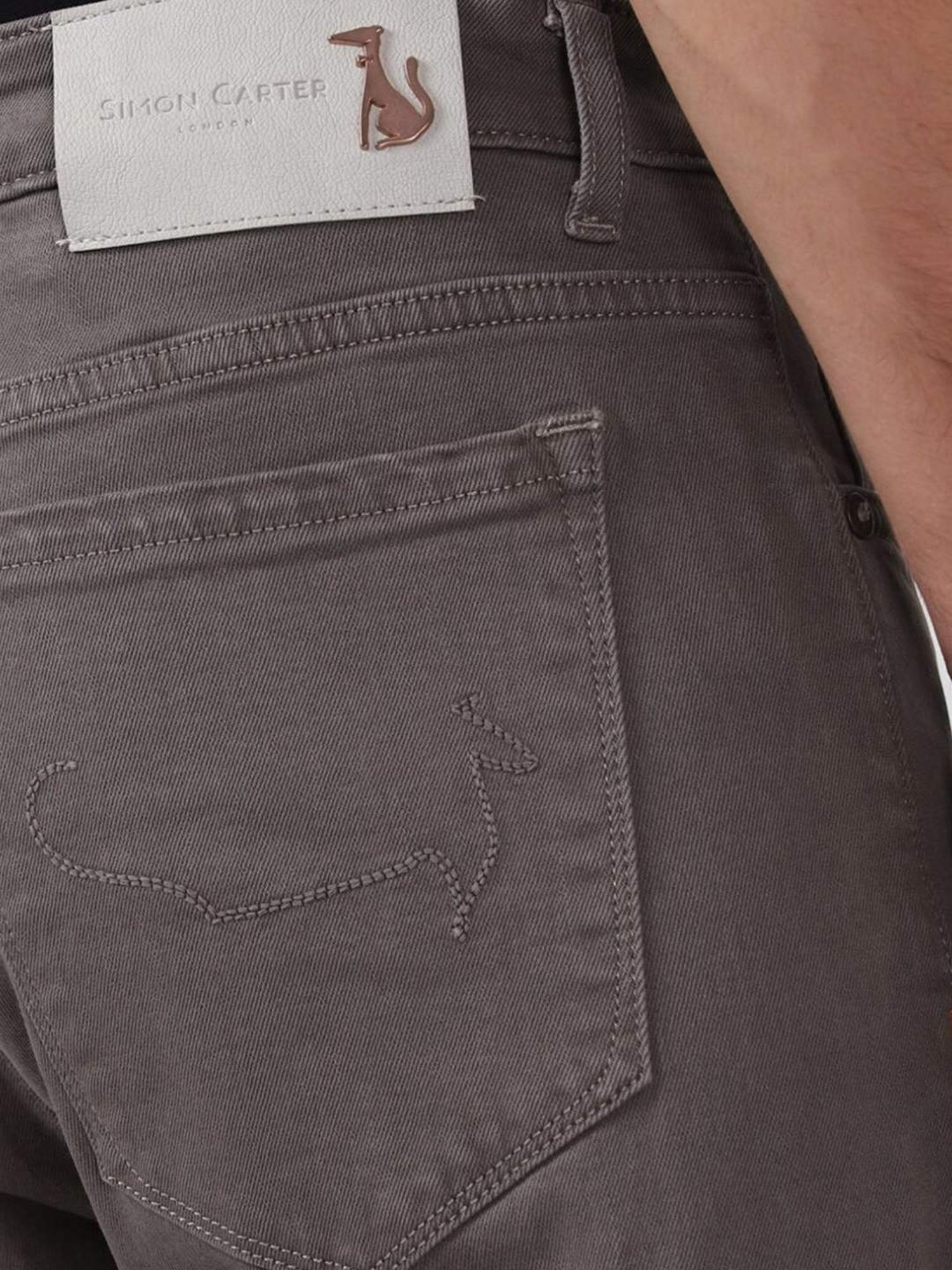 Simon Carter London Slim Fit Grey Lightly Washed Mid Rise Jeans