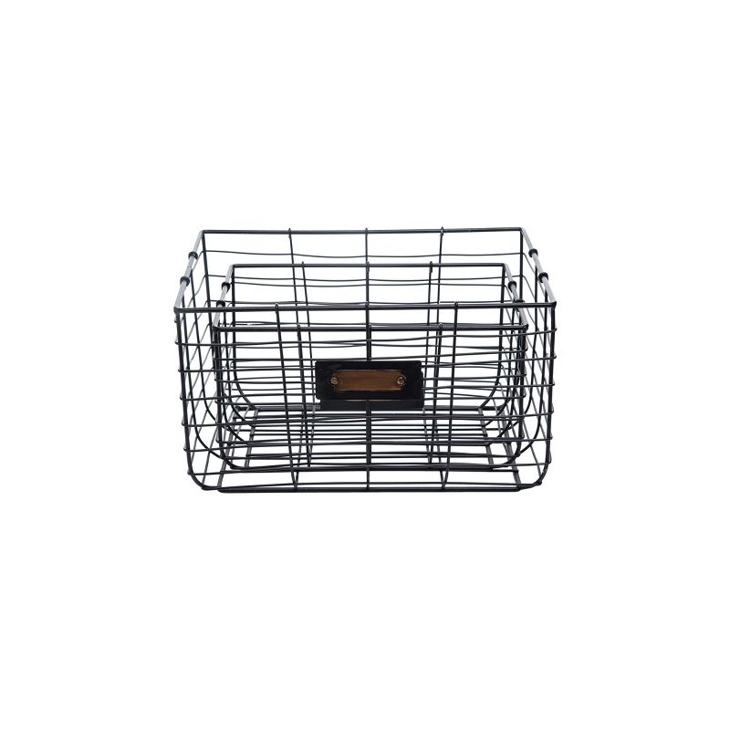 Set of 2 Black Wire Metal Decorative Storage Baskets - Foreside Home & Garden