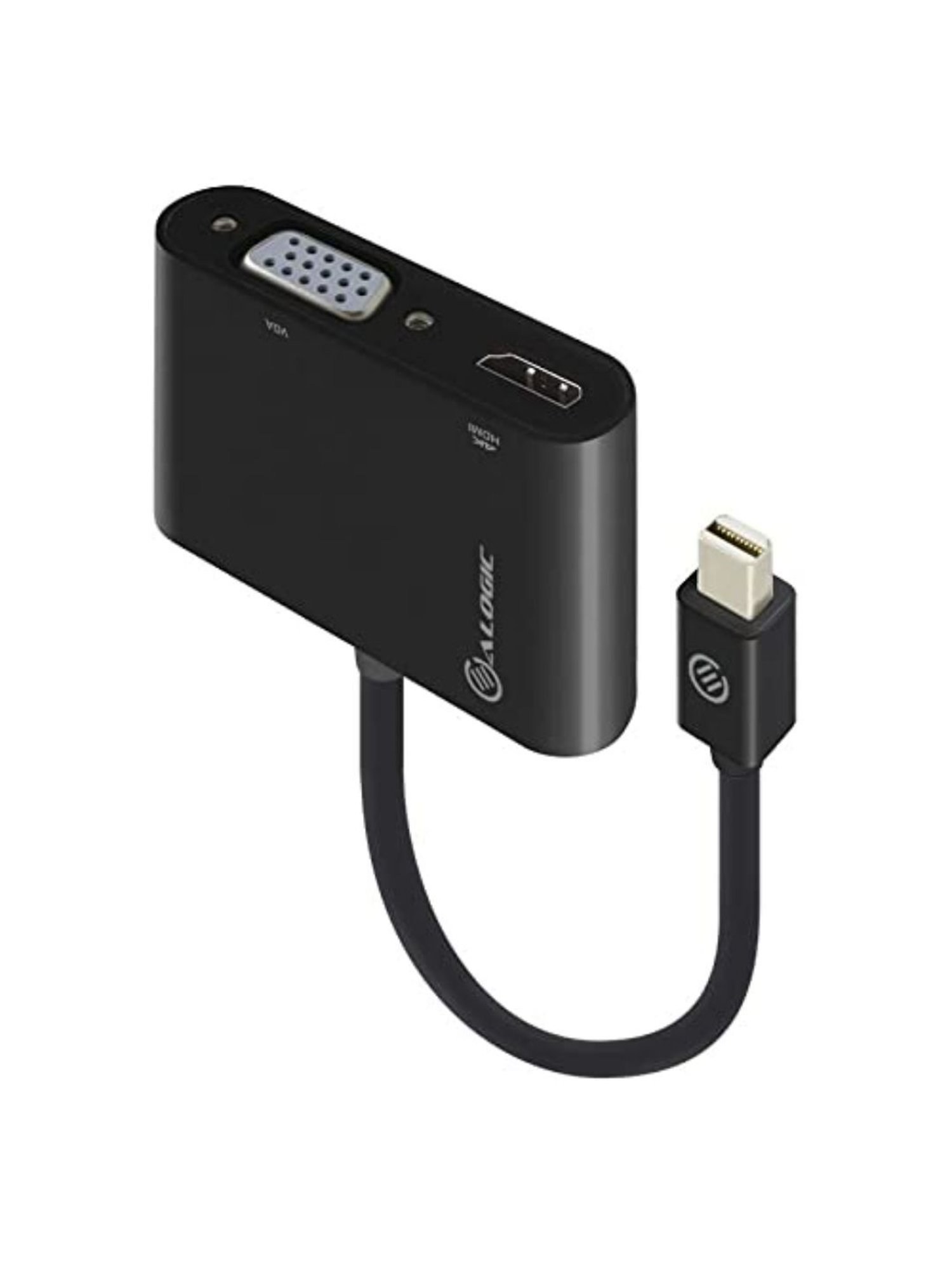 Alogic 2-in-1 Mini Display Port to 4K HDMI,VGA Adapter Male to 2-Female (Black)