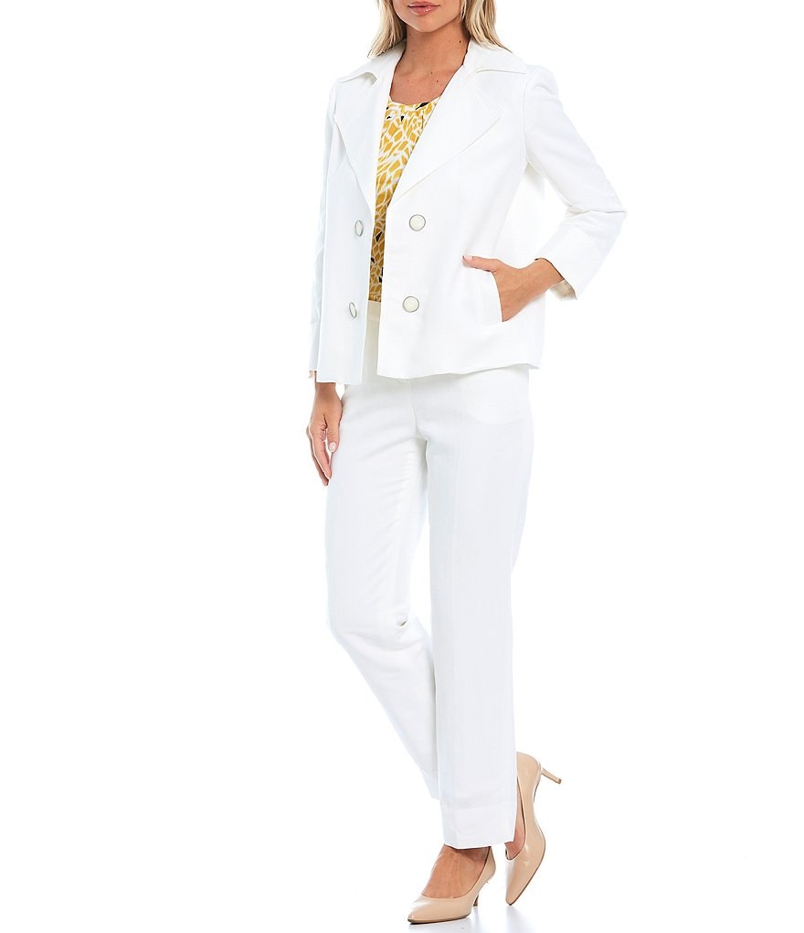 Kasper Petite Size Side Zip Linen Straight Leg Pants