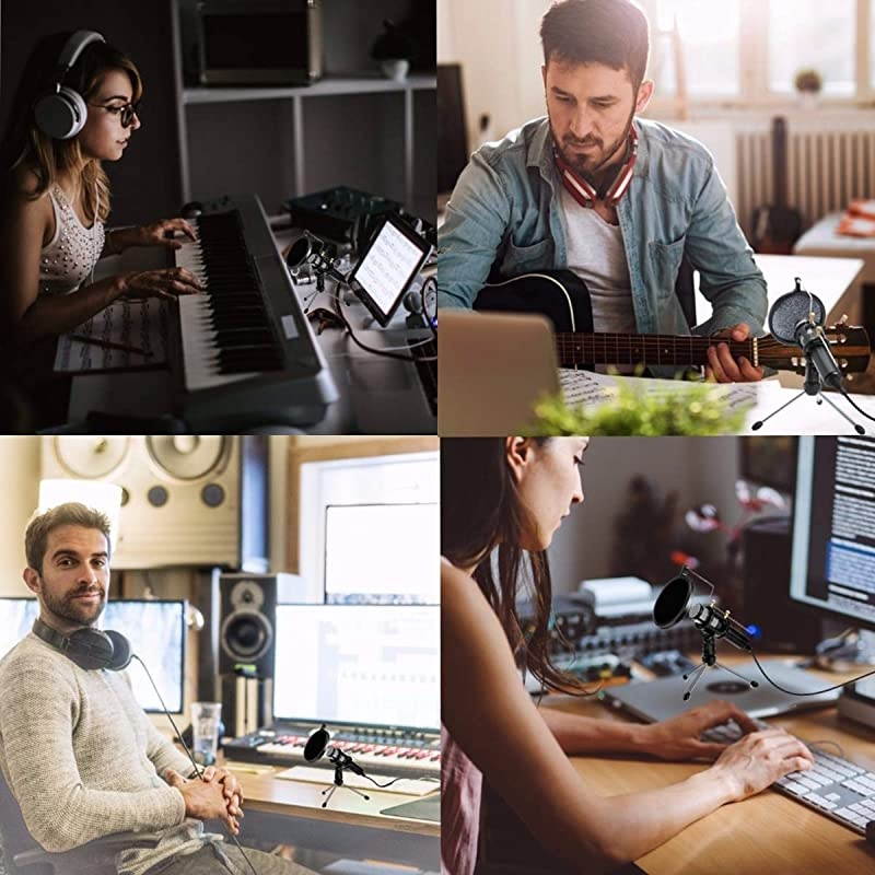 USB Microphone  Computer Microphone, Gaming Microphone for PC, Plug and Play Home Studio Microphone, Condenser Microphone for YouTube,Facebook,Skype,Google Search,Podcasting, Games