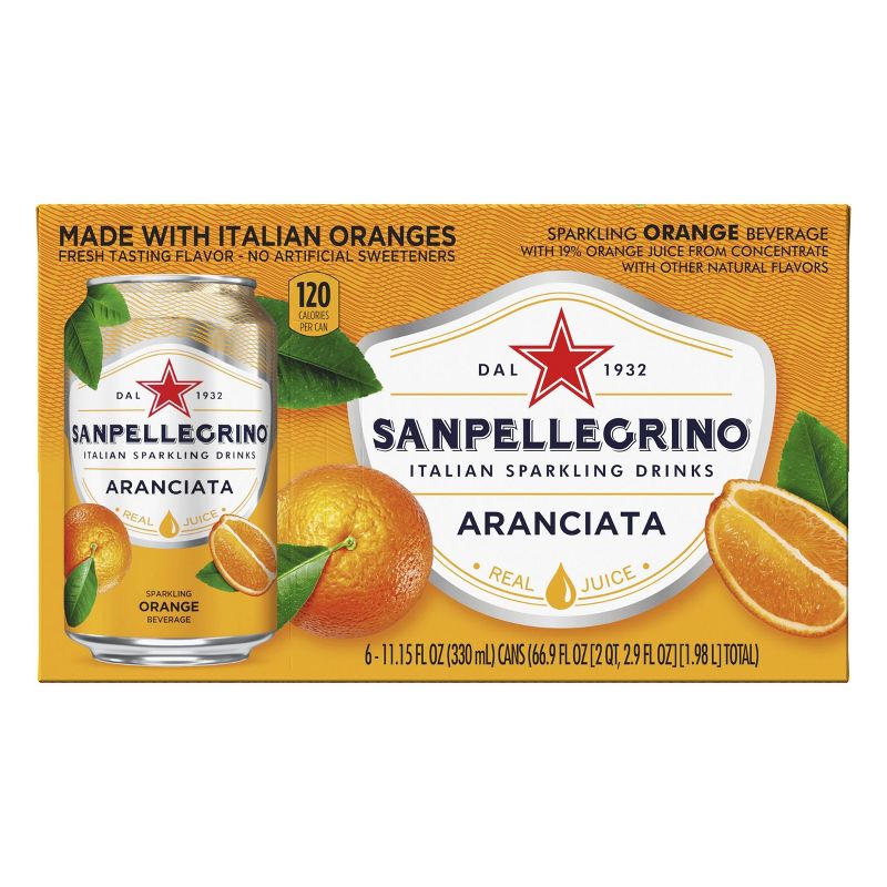 Sanpellegrino Sparkling Fruit Beverages Aranciata/Orange - 6pk/11.15 fl oz Cans