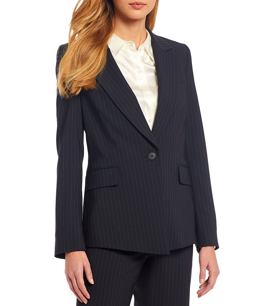 Antonio Melani Micah Long Sleeve Pinstripe Wool Blend Suiting Jacket