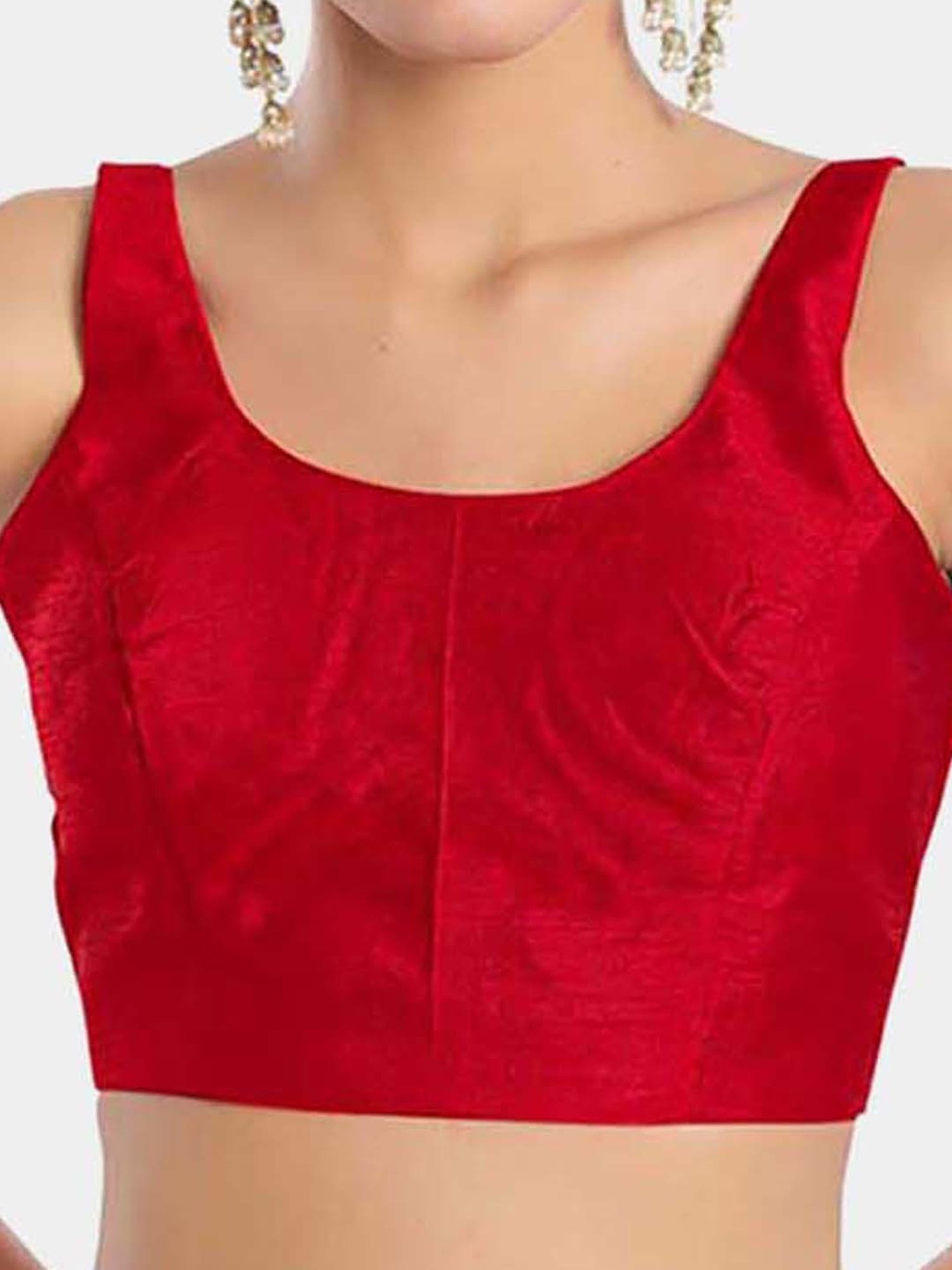 Salwar Studio Red Textured Pattern Readymade Blouse