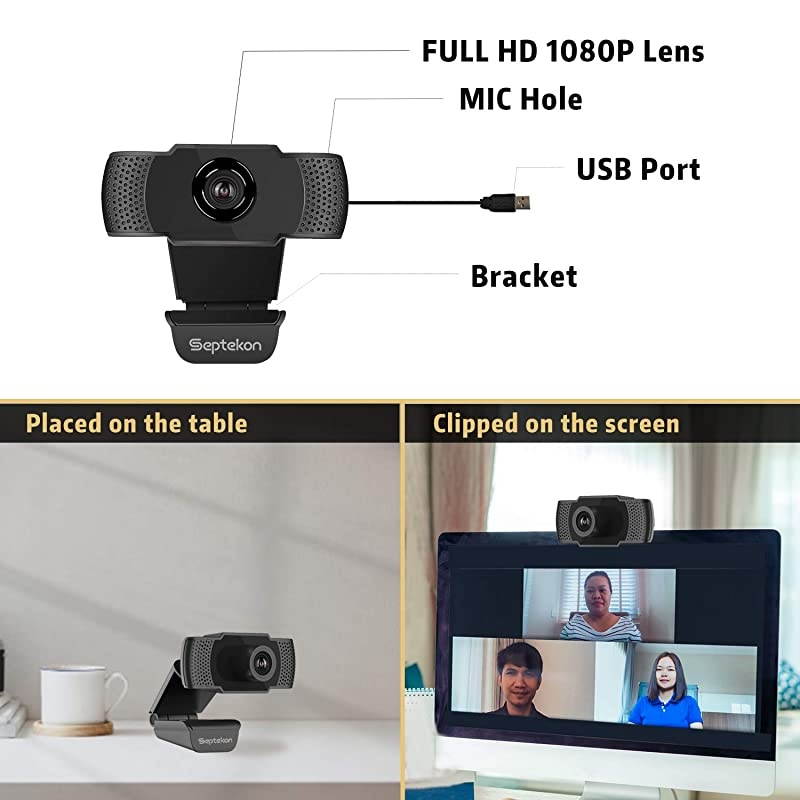 1080P HD Webcam with Microphone  Streaming Computer Web Camera for LaptopDesktopMacTV USB PC Cam for Video Calling Conferencing Gaming
