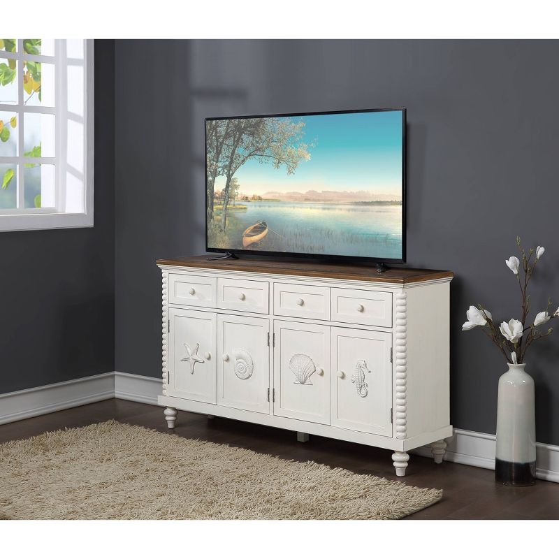 South Beach 4 Drawer Media Credenza White - Treasure Trove Accents