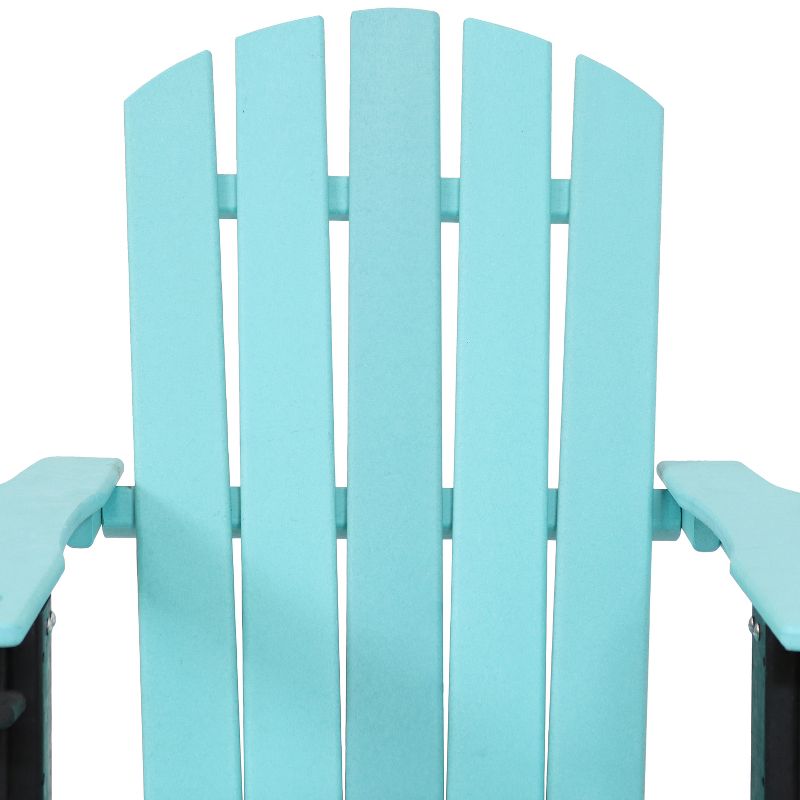 Sunnydaze All-Weather HDPE Outdoor Patio Adirondack Chair with Drink Holder, Black and Turquoise, 2pk