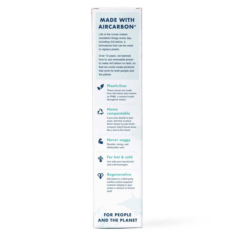 Restore Foodware AirCarbon Natural Jumbo Straws (Wrapped) - 24pk. Plastic-free, home compostable, never soggy