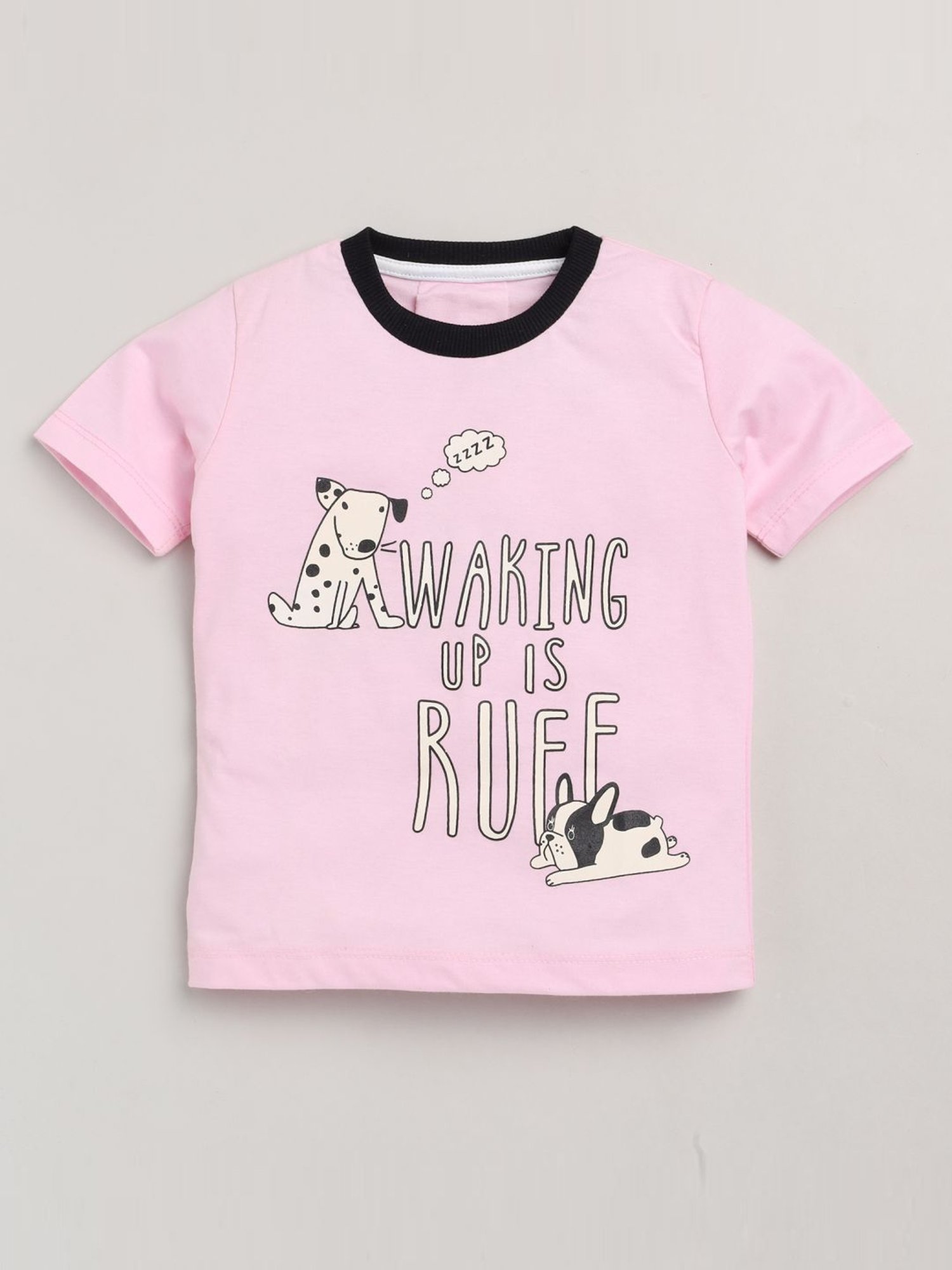 Lazy Shark Kids Light Pink Printed T-Shirt & Shorts