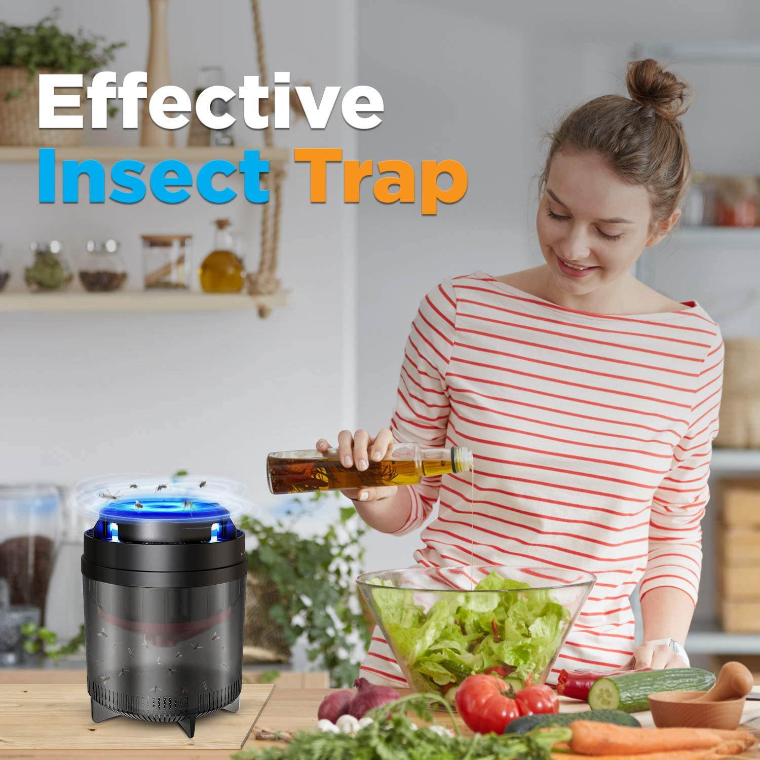 White Kaiman Bug and Flying Insect Trap | Indoor Fly, Gnat, and Mosquito Trap W/ Easy Plug & Leave Design