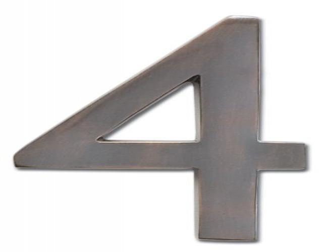 Architectural Mailboxes 3582DC Number 4 Solid Cast Brass 4 inch Floating House Number Dark Aged Copper "4"