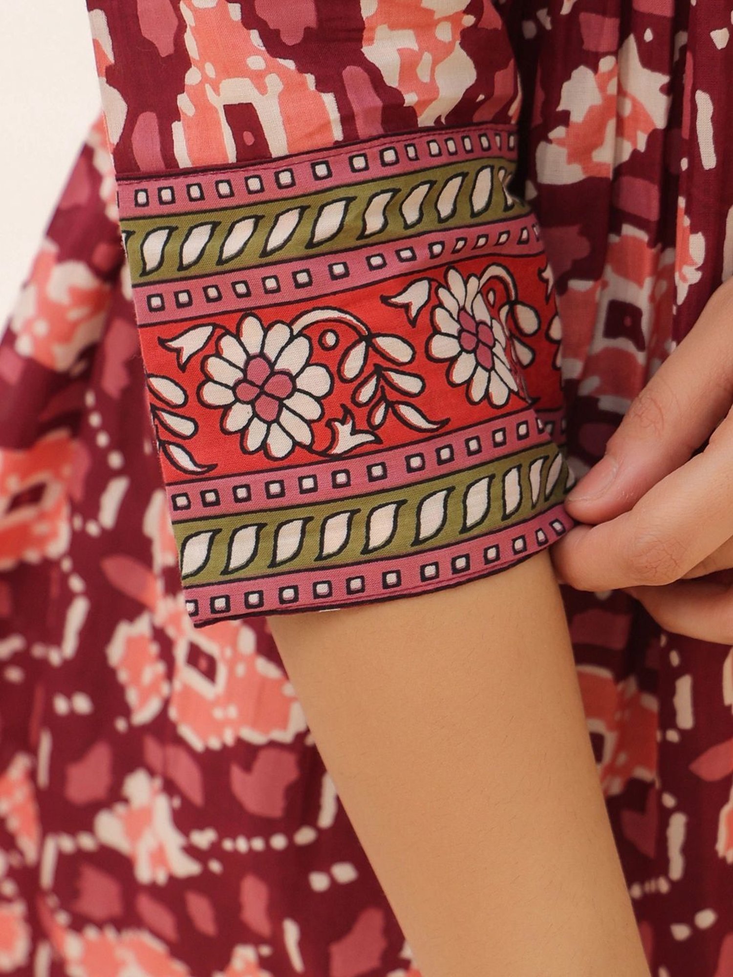 Rain and Rainbow Maroon Cotton Printed Top