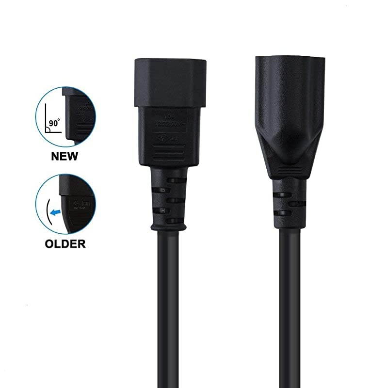 2Pack 3 Feet 18AWG Standard Computer Power Adapter Cord NEMA 515R to IEC320 C14 09M Black